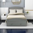 Twin Platform Storage Bed, Wood Storage Bed Frame with Two Drawers and ...