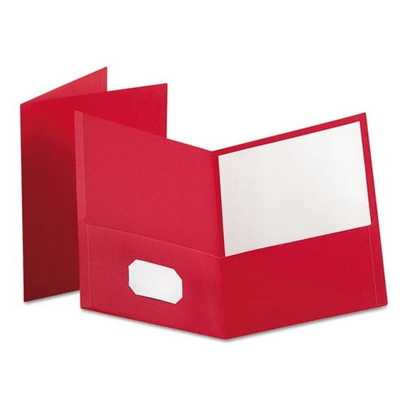 Twin-Pocket Folder, Embossed Leather Grain Paper, 0.5" Capacity, 11 X 8.5, Red, 25/box | Bundle of 2 Boxes