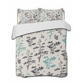 thumbnail image 1 of Twin Quilt Bedding Set, Aqua Grey Botanical Reversible Summer Quilt 3 Pieces, Rustic Country Spring Floral Summer Leafv Lightweight Bedspreads Coverlets with 2 Pillow Shams for All Seasons, 1 of 5