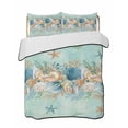 thumbnail image 1 of Twin Quilt Bedding Set, Beach Coastal Teal Reversible Summer Quilt 3 Pieces, Nautical Shell Starfish Coral Summer Lightweight Bedspreads Coverlets with 2 Pillow Shams for All Seasons, 1 of 5