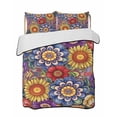 thumbnail image 1 of Twin Quilt Bedding Set, Boho Blue Flower Reversible Summer Quilt 3 Pieces, Spring Bohemia Chic Red Yellow Floral Lightweight Bedspreads Coverlets with 2 Pillow Shams for All Seasons, 1 of 5