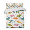 thumbnail image 1 of Twin Quilt Bedding Set, Cute Dinosaur Reversible Summer Quilt 3 Pieces, Cartoon Dino Funny Boys Girls Children Lightweight Bedspreads Coverlets with 2 Pillow Shams for All Seasons, 1 of 5