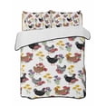 thumbnail image 1 of Twin Quilt Bedding Set, Farmhouse Rooster Reversible Summer Quilt 3 Pieces, Country Watercolor Flowers Wood Grain Lightweight Bedspreads Coverlets with 2 Pillow Shams for All Seasons, 1 of 5