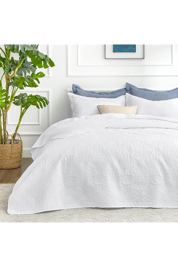 Twin Quilt Bedding Set Grey Bedspreads - Soft Bed Summer Lightweight Bedspread Comforter - Wave Pattern Bedding Coverlet for All Season - 2 Pieces (1 Quilt, 1 Pillow Sham)