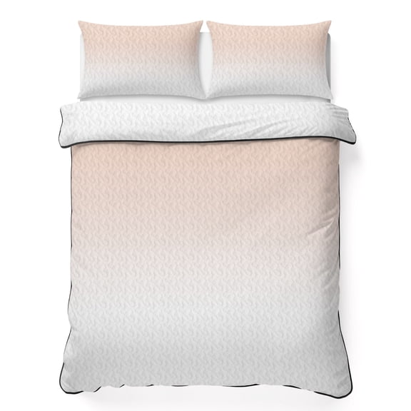 Twin Quilt Bedding Set, Modern Minimalist Color Ombre Art Soft Microfiber Summer Bedspread Coverlet with 2 Pillow Shams for All Season, Pink to White Gradient Breathable Bedding Set for Hot Sleepers