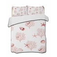 thumbnail image 1 of Twin Quilt Bedding Set, Ocean Red Coral Reversible Summer Quilt 3 Pieces, Summer Coastal Starfish Conch Nautical Lightweight Bedspreads Coverlets with 2 Pillow Shams for All Seasons, 1 of 5