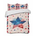 thumbnail image 1 of Twin Quilt Bedding Set, Patriotic USA Flag Reversible Summer Quilt 3 Pieces, Memorial Blue Red Freedom Lines Lightweight Bedspreads Coverlets with 2 Pillow Shams for All Seasons, 1 of 5