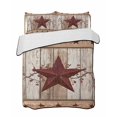 thumbnail image 1 of Twin Quilt Bedding Set, Red Texas Star Vintage Reversible Summer Quilt 3 Pieces, Farmhouse Berry Brown Wooden Lightweight Bedspreads Coverlets with 2 Pillow Shams for All Seasons, 1 of 5