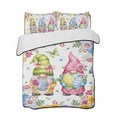 thumbnail image 1 of Twin Quilt Bedding Set, Spring Easter Reversible Summer Quilt 3 Pieces, Watercolor Eggs Gnomes Floral Butterflies Plants Lightweight Bedspreads Coverlets with 2 Pillow Shams for All Seasons, 1 of 5