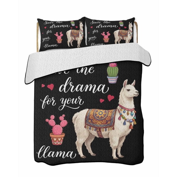 Twin Quilt Bedding Set, Summer Reversible Summer Quilt 3 Pieces, Tropical Cactus Love Heart Cute Animals Lightweight Bedspreads Coverlets with 2 Pillow Shams for All Seasons