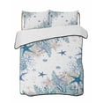 thumbnail image 1 of Twin Quilt Bedding Set, Teal Blue Coastal Reversible Summer Quilt 3 Pieces, Summer Beach Nautical Coral Starfish Lightweight Bedspreads Coverlets with 2 Pillow Shams for All Seasons, 1 of 5