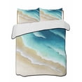 thumbnail image 1 of Twin Quilt Bedding Set, Teal Gradient Ocean Reversible Summer Quilt 3 Pieces, Ombre Watercolor Coastal Beach Waves Lightweight Bedspreads Coverlets with 2 Pillow Shams for All Seasons, 1 of 5