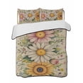 thumbnail image 1 of Twin Quilt Bedding Set, Vintage Daisy Floral Reversible Summer Quilt 3 Pieces, Spring Flowers Botanical Leaves Rustic Lightweight Bedspreads Coverlets with 2 Pillow Shams for All Seasons, 1 of 5