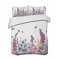 thumbnail image 1 of Twin Quilt Bedding Set, Watercolor Wildflowers Reversible Summer Quilt 3 Pieces, Country Botanical Florals Butterfly Lightweight Bedspreads Coverlets with 2 Pillow Shams for All Seasons, 1 of 5