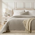 thumbnail image 1 of 2 Pcs Elegant Solid Color Quilt Set with Envelope Pillowcases, Soft and Lightweight, Twin, Taupe, 1 of 9