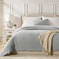 thumbnail image 1 of 2 Pcs Elegant Solid Color Quilt Set with Envelope Pillowcases, Soft and Lightweight, Twin, Light Gray, 1 of 9