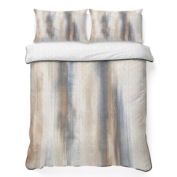 Twin Quilt Set 68''x86'', Beige Gray Lightweight Summer Bedspread Coverlet Set with 2 Pillow Shams, Abstract Grunge Mottled Neutral Texture Breathable All Season Quilt Bedding for Dorm/Bedroom