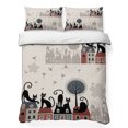 thumbnail image 1 of Twin Quilt Set 68''x86'', Black Cat Lightweight Summer Bedspread Coverlet Set with 2 Pillow Shams, Cartoon Modern Art Breathable All Season Quilt Bedding for Dorm/Bedroom, 1 of 9