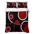 thumbnail image 1 of Twin Quilt Set 68''x86'', Black Red Lightweight Summer Bedspread Coverlet Set with 2 Pillow Shams, White Circle Geometric Abstract Texture Breathable All Season Quilt Bedding for Dorm/Bedroom, 1 of 9