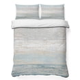 thumbnail image 1 of Twin Quilt Set 68''x86'', Blue Beige Farmhouse Lightweight Summer Bedspread Coverlet Set with 2 Pillow Shams, Vintage Wooden Striped Breathable All Season Quilt Bedding for Dorm/Bedroom, 1 of 9