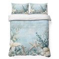 thumbnail image 1 of Twin Quilt Set 68''x86'', Blue Coastal Lightweight Summer Bedspread Coverlet Set with 2 Pillow Shams, Beach Nautical Anchor Starfish Botanical Breathable All Season Quilt Bedding for Dorm/Bedroom, 1 of 9