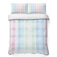 thumbnail image 1 of Twin Quilt Set 68''x86'', Blue Pink Plaid Lightweight Summer Bedspread Coverlet Set with 2 Pillow Shams, Pastel Green White Buffalo Patchwork Breathable All Season Quilt Bedding for Dorm/Bedroom, 1 of 9