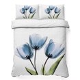 thumbnail image 1 of Twin Quilt Set 68''x86'', Blue Tulip Lightweight Summer Bedspread Coverlet Set with 2 Pillow Shams, Abstract Flower Country Farm Floral White Breathable All Season Quilt Bedding for Dorm/Bedroom, 1 of 9