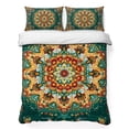 thumbnail image 1 of Twin Quilt Set 68''x86'', Boho Flower Lightweight Summer Bedspread Coverlet Set with 2 Pillow Shams, Yellow Green Bohemian Colorful Medallion Breathable All Season Quilt Bedding for Dorm/Bedroom, 1 of 9