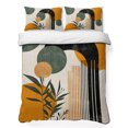 thumbnail image 1 of Twin Quilt Set 68''x86'', Boho Middle Century Lightweight Summer Bedspread Coverlet Set with 2 Pillow Shams, Abstract Orange Geometric Leaves Breathable All Season Quilt Bedding for Dorm/Bedroom, 1 of 9
