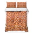 thumbnail image 1 of Twin Quilt Set 68''x86'', Boho Orange Lightweight Summer Bedspread Coverlet Set with 2 Pillow Shams, Country Style Bohemian Floral Retro Tribal Breathable All Season Quilt Bedding for Dorm/Bedroom, 1 of 9