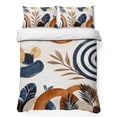 thumbnail image 1 of Twin Quilt Set 68''x86'', Brown Nave Blue Boho Lightweight Summer Bedspread Coverlet Set with 2 Pillow Shams, Modern Geometric Botanical Breathable All Season Quilt Bedding for Dorm/Bedroom, 1 of 9