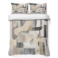 thumbnail image 1 of Twin Quilt Set 68''x86'', Grey Beige Abstract Lightweight Summer Bedspread Coverlet Set with 2 Pillow Shams, Watercolor Modern Geometric Breathable All Season Quilt Bedding for Dorm/Bedroom, 1 of 9