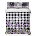 thumbnail image 1 of Twin Quilt Set 68''x86'', Lavender Floral Lightweight Summer Bedspread Coverlet Set with 2 Pillow Shams, Purple Flowers Butterfly Black Gray Plaid Breathable All Season Quilt Bedding for Dorm/Bedroom, 1 of 9