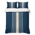 thumbnail image 1 of Twin Quilt Set 68''x86'', Navy Blue Beige Striped Lightweight Summer Bedspread Coverlet Set with 2 Pillow Shams, Modern Farmhouse Retro Lines Breathable All Season Quilt Bedding for Dorm/Bedroom, 1 of 9
