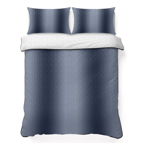 Twin Quilt Set 68''x86'', Navy Blue Ombre Lightweight Summer Bedspread Coverlet Set with 2 Pillow Shams, Modern Abstract Art Farmhouse Gradient Breathable All Season Quilt Bedding for Dorm/Bedroom