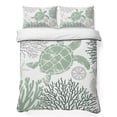thumbnail image 1 of Twin Quilt Set 68''x86'', Sage Green Coastal Turtle Lightweight Summer Bedspread Coverlet Set with 2 Pillow Shams, Ocean Coral Nautical Breathable All Season Quilt Bedding for Dorm/Bedroom, 1 of 9