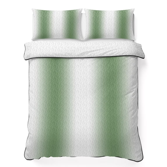 Twin Quilt Set 68''x86'', Sage Green White Ombre Lightweight Bedspread Coverlet Set with 2 Pillow Shams, Modern Abstract Art Farmhouse Gradient Breathable All Season Quilt Bedding for Dorm/Bedroom