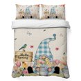 thumbnail image 1 of Twin Quilt Set 68''x86'', Spring Gnomes Floral Lightweight Summer Bedspread Coverlet Set with 2 Pillow Shams, Pink Tulip Botanical Beige Burlap Breathable All Season Quilt Bedding for Dorm/Bedroom, 1 of 9