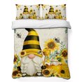 thumbnail image 1 of Twin Quilt Set 68''x86'', Sunflower Lightweight Summer Bedspread Coverlet Set with 2 Pillow Shams, Gnomes Flower Bee Eucalyptus Leaves Farmhouse Breathable All Season Quilt Bedding for Dorm/Bedroom, 1 of 9