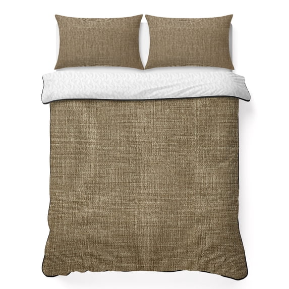 Twin Quilt Set 68''x86'', Vintage Brown Lightweight Bedspread Coverlet Set with 2 Pillow Shams, Farmhouse Retro Dark Solid Color Linen Texture Breathable All Season Quilt Bedding for Dorm/Bedroom