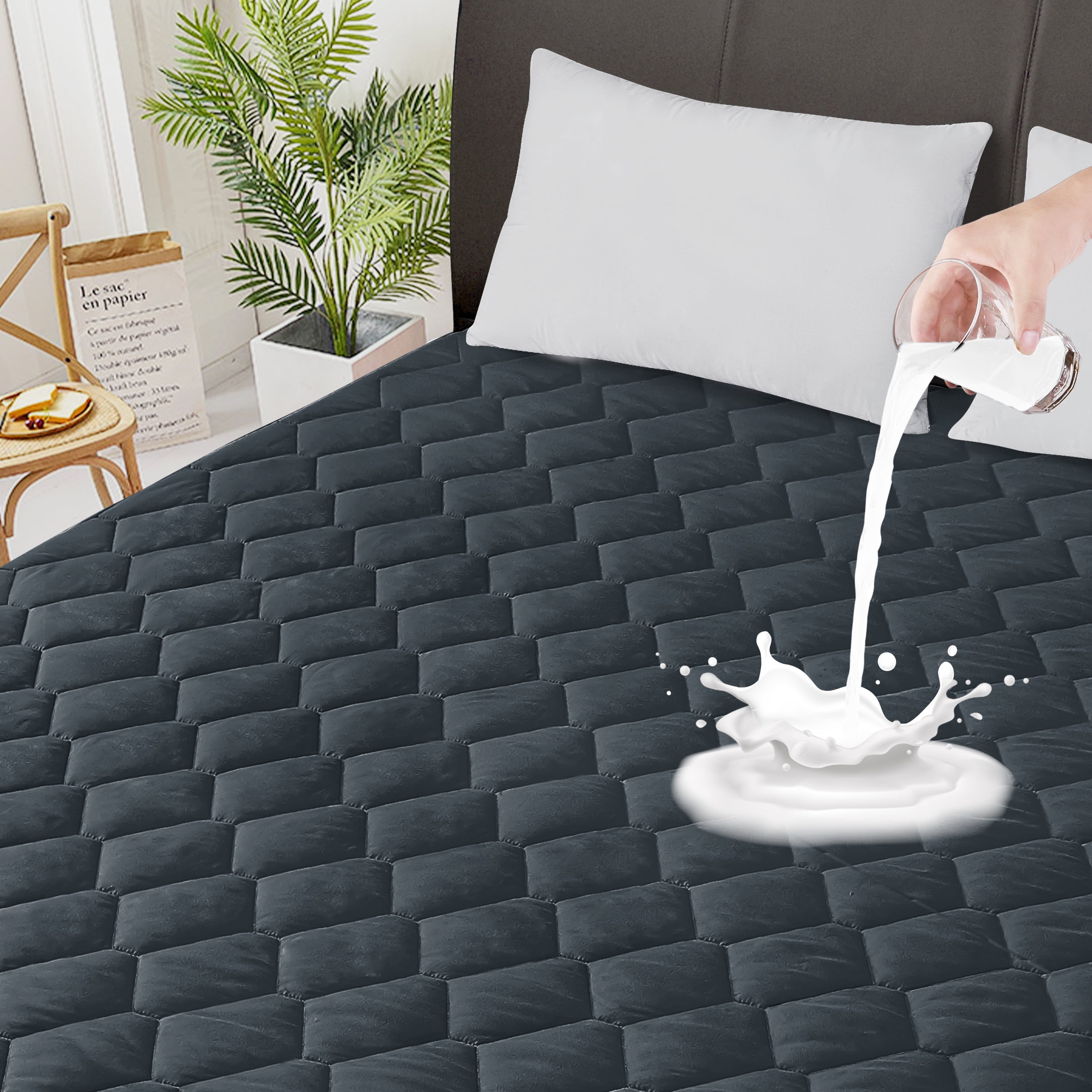 Twin Size Waterproof Mattress Pad, Quilted Fitted Breathable Cover