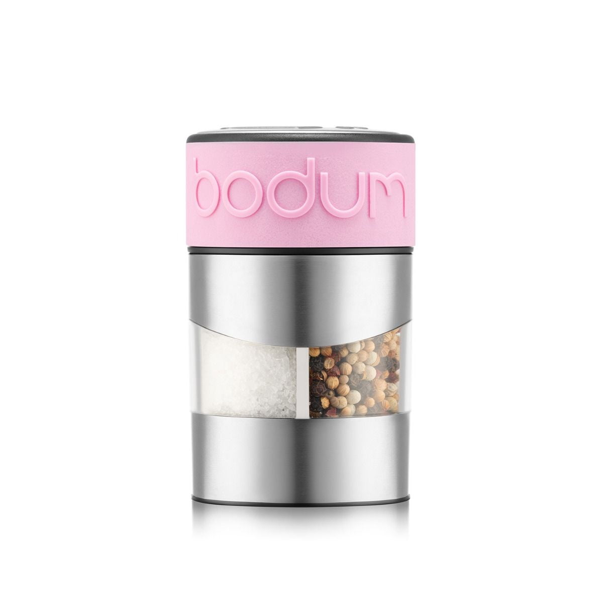 Bodum Twin Salt and Pepper Grinder, Stainless Steel, Silicone Sleeve, Bubblegum