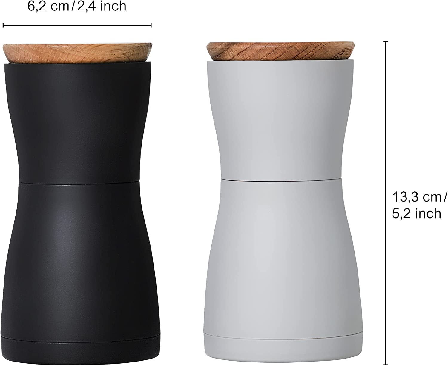 Twin Salt and Pepper Mill Gift Set - Adjustable Manual Grinder for Fine to Coarse Spices