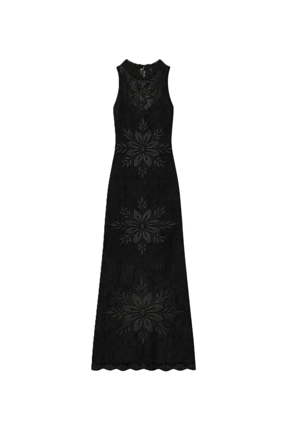 Twin-Set Maxi Dress With Floral Lace Patterns (Women's)