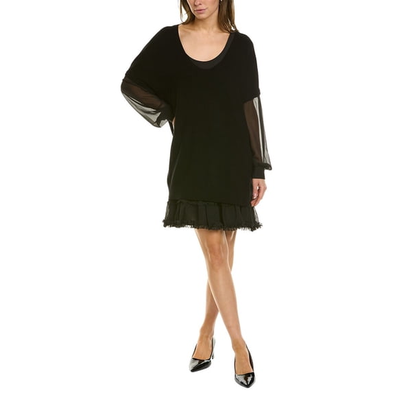 Twin Set womens TWINSET Combo Wool-Blend Sweaterdress, XS, Black