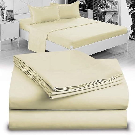 Twin Sheet Set - 1800 Ultra-Soft Microfiber Twin Bed Sheets - Double Brushed - Deep Pockets - Easy Fit – Wrinkle Free - Comfy - 3 Piece Set - Bedding Sheets & Pillowcases (Twin, Beige)