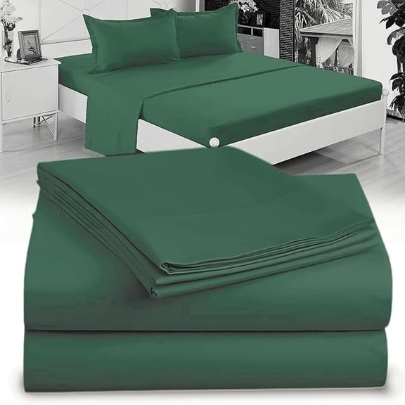 Twin Sheet Set - 1800 Ultra-Soft Microfiber Twin Bed Sheets - Double Brushed - Deep Pockets - Easy Fit – Wrinkle Free - Comfy - 3 Piece Set - Bedding Sheets & Pillowcases (Twin, Hunter Green)