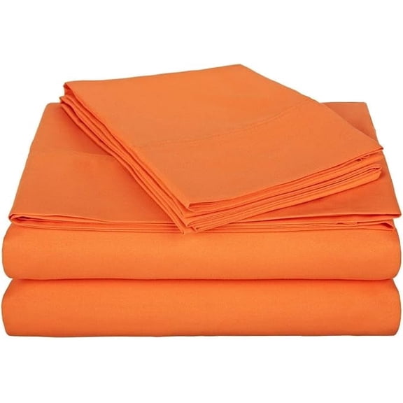 Twin Sheet Set - 1800 Ultra-Soft Microfiber Twin Bed Sheets - Double Brushed - Deep Pockets - Easy Fit Wrinkle Free - Comfy - 3 Piece Set - Bedding Sheets & Pillowcases (Twin, Orange)