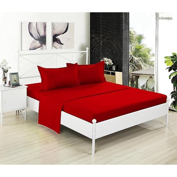 Twin Sheet Set - 1800 Ultra-Soft Microfiber Twin Bed Sheets - Double Brushed - Deep Pockets - Easy Fit – Wrinkle Free - Comfy - 3 Piece Set - Bedding Sheets & Pillowcases (Twin, Red)