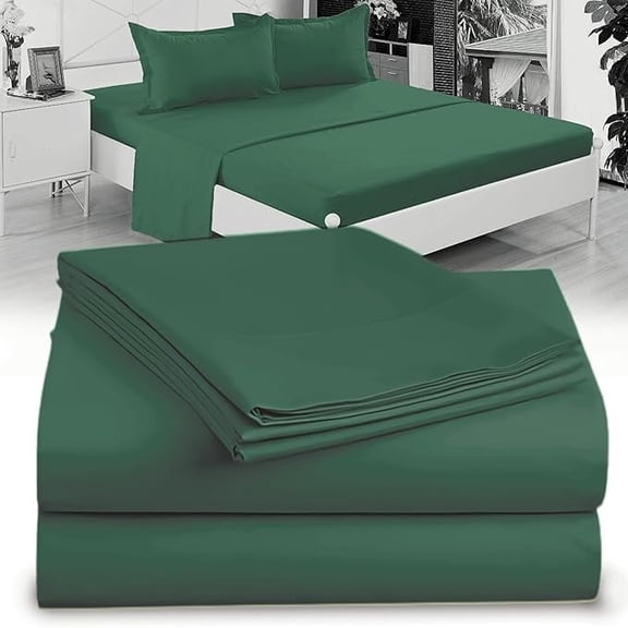 Twin Sheet Set - 1800 Ultra-Soft Microfiber Twin Bed Sheets - Double Brushed - Deep Pockets - Easy Fit Wrinkle Free - Comfy - 3 Piece Set - Bedding Sheets & Pillowcases (Twin, Hunter Green)